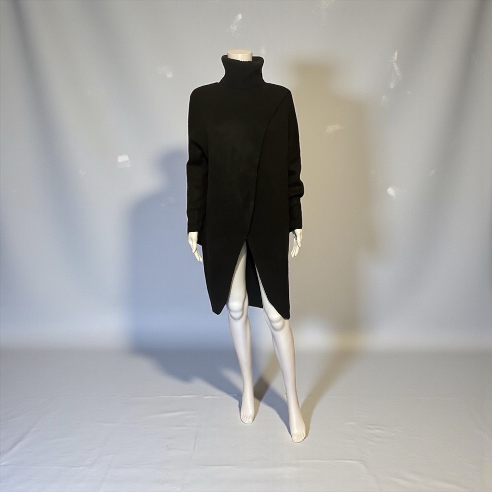 Black Turtleneck Sweater Dress - Picture 2 of 7